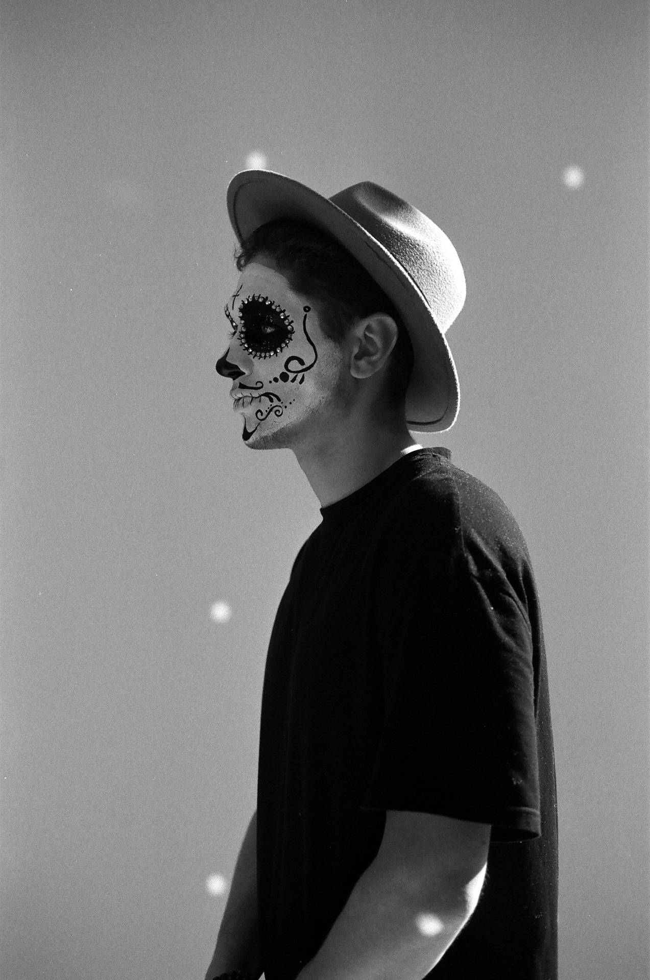 Mexican Man Sideview With Hat Background