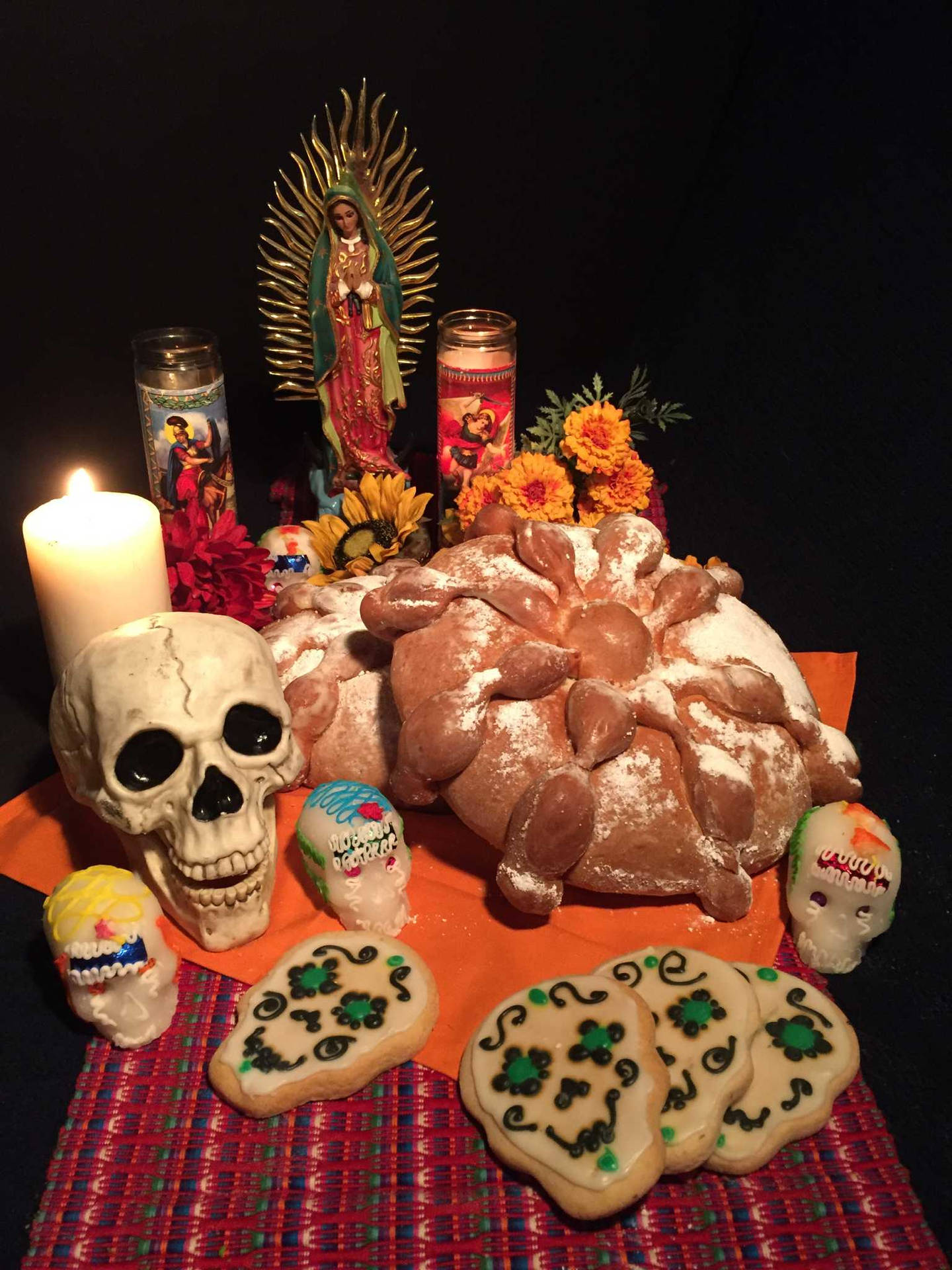 Mexican Offering On Altar Background
