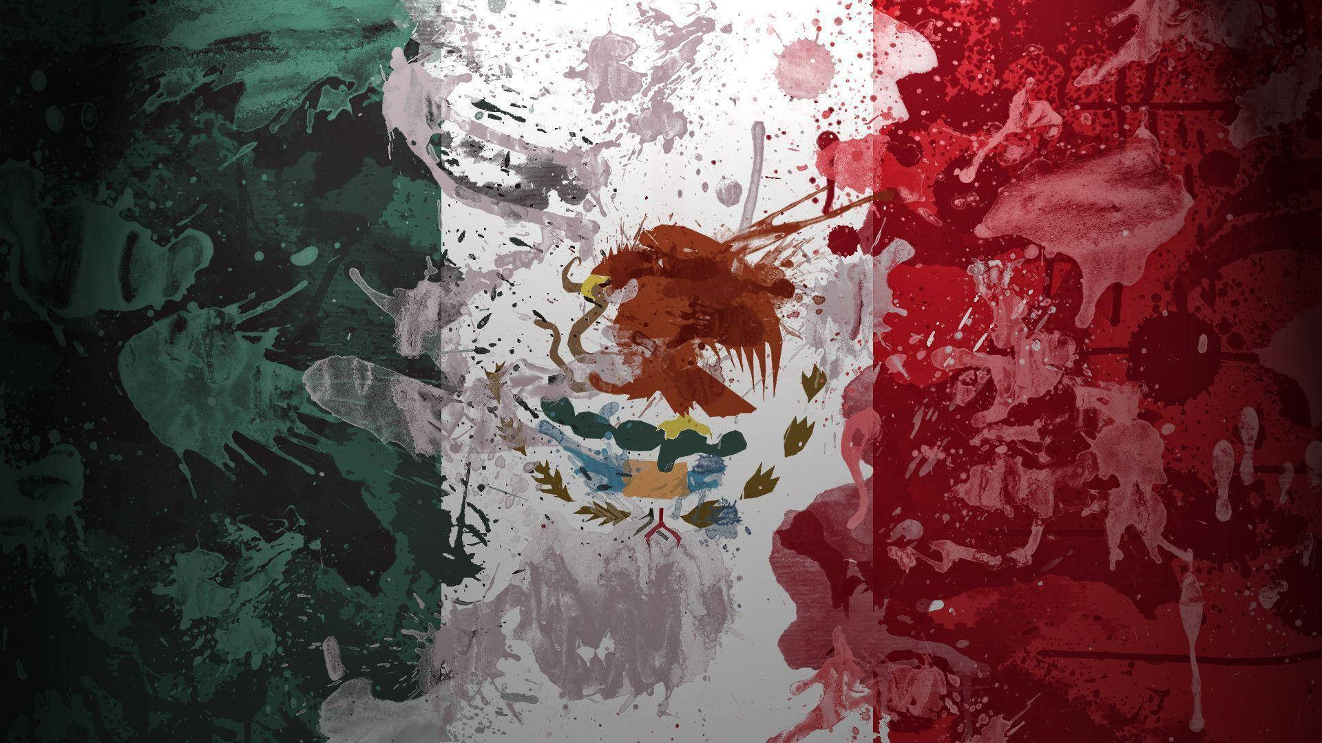 Mexican Paint Splatter Flag Background