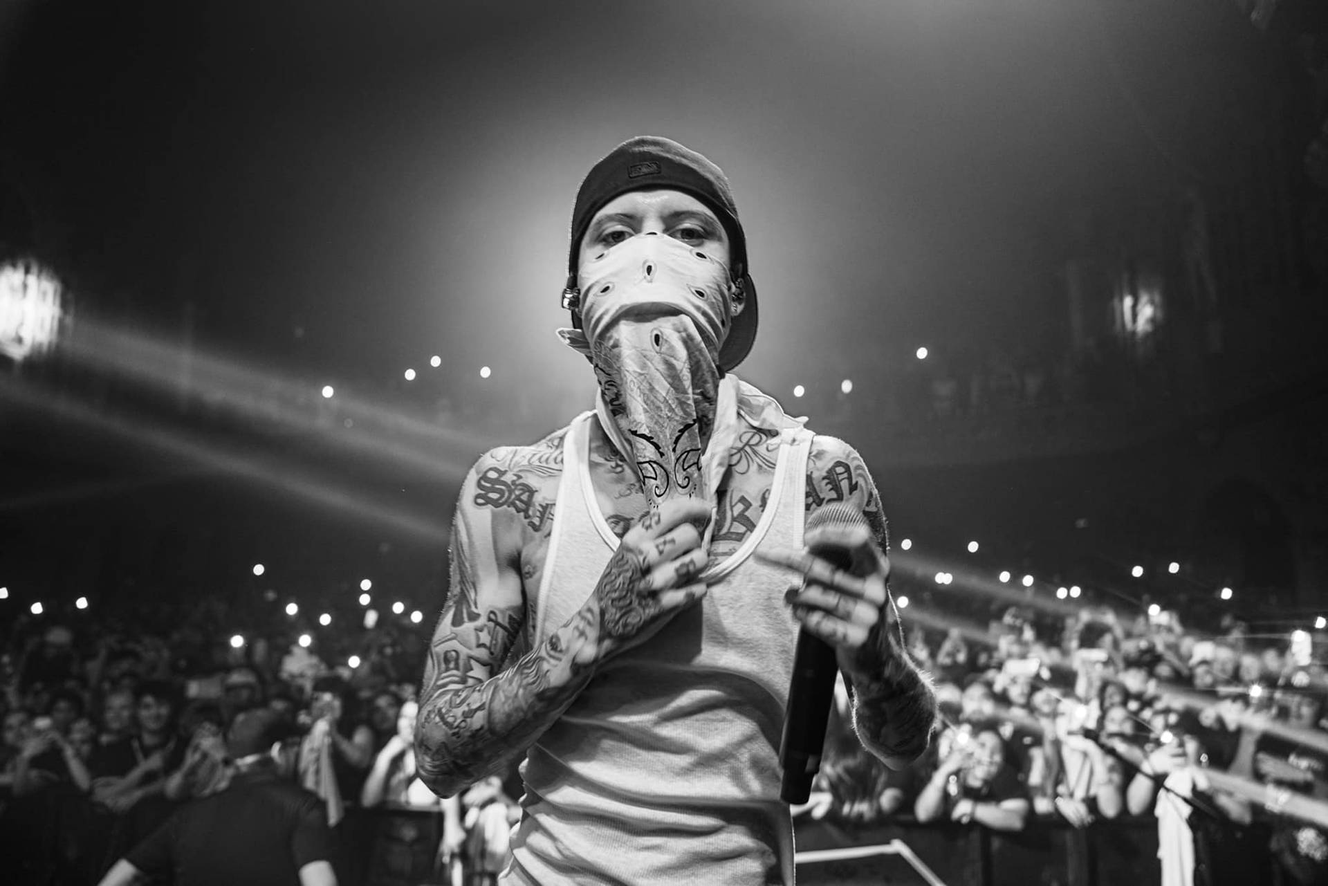 Mexican Rapper - Santa Fe Klan In Stylish Bandana Background