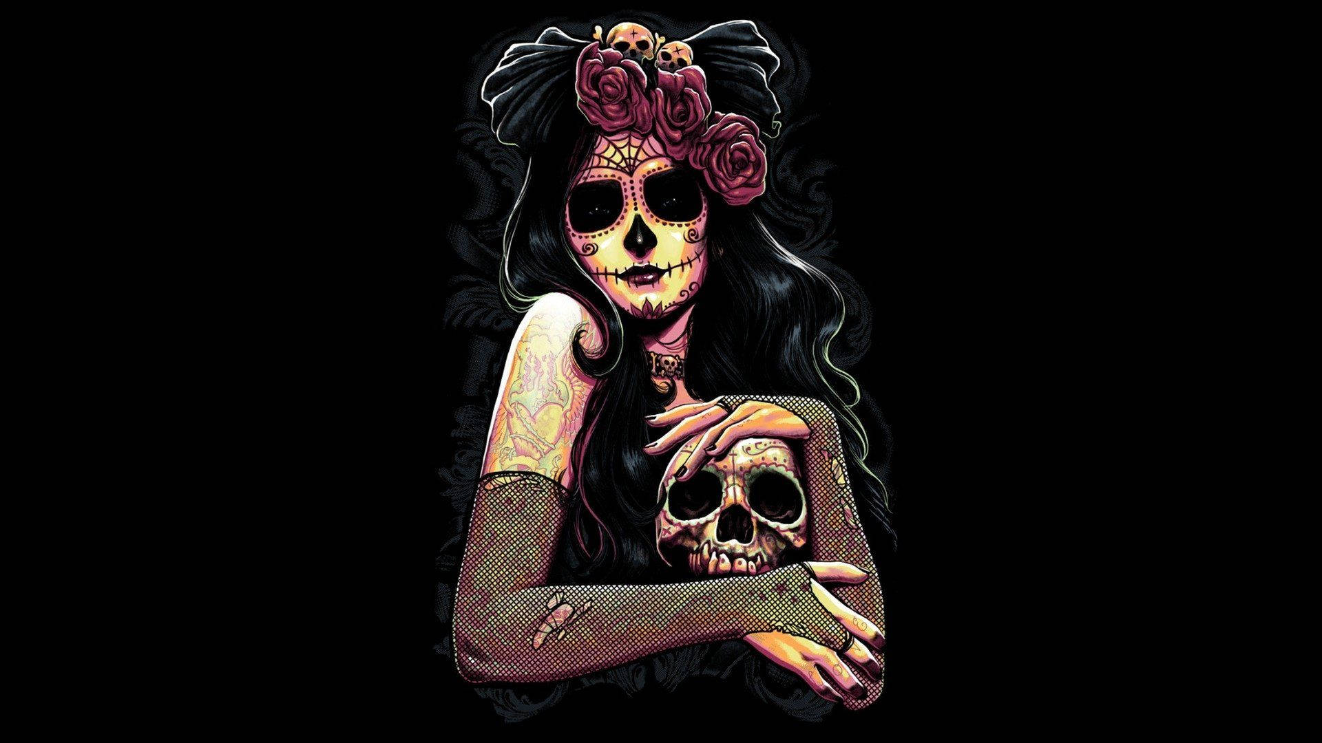 Mexican Skull Face Paint Cartoon