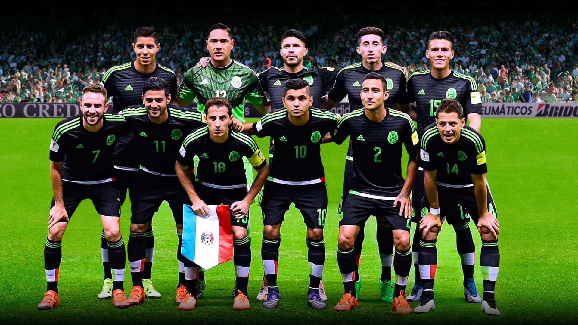 Mexican Soccer Team Proudly Showing Off Their National Pride. Background