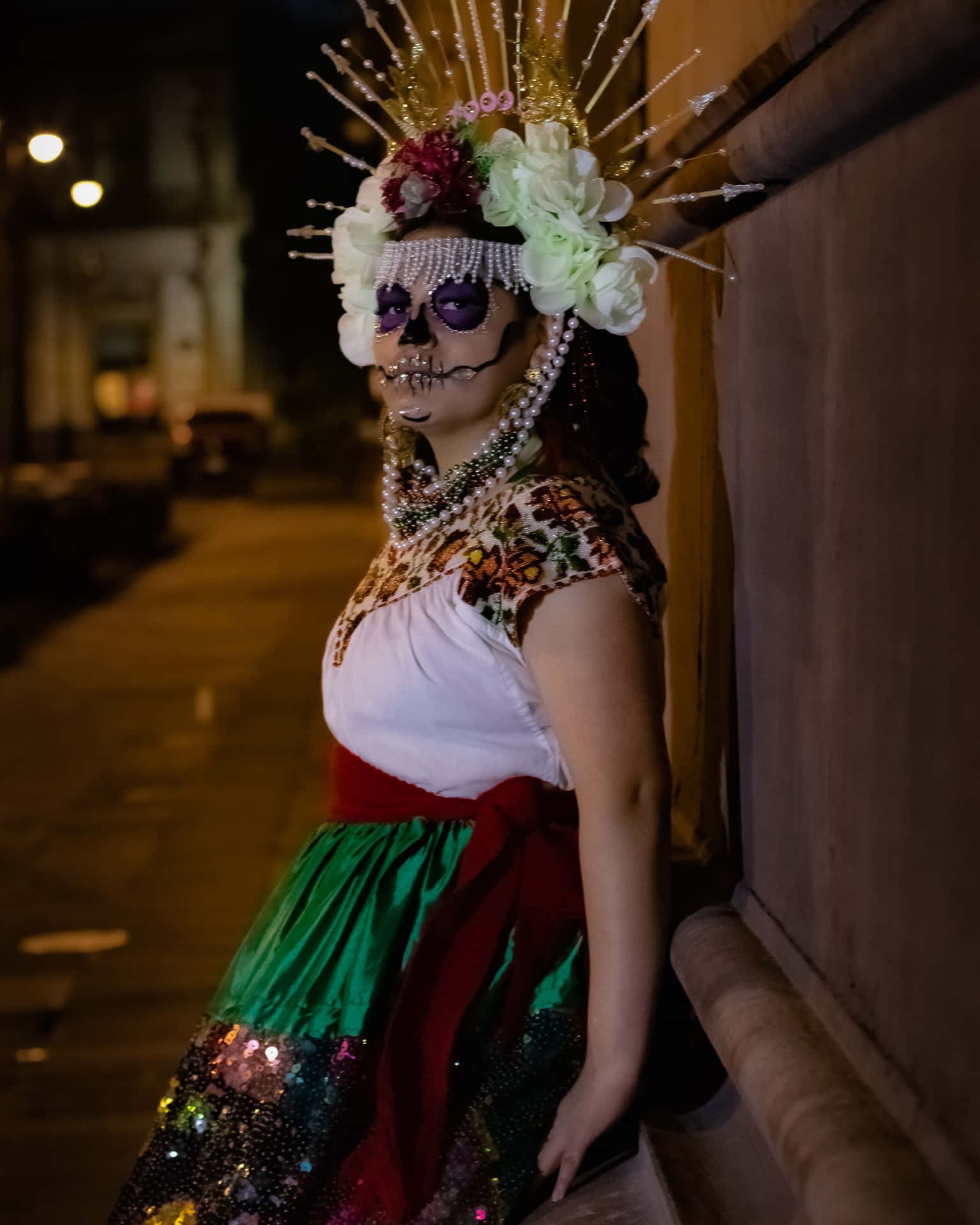 Mexican Woman With A La Calavera Face Painting