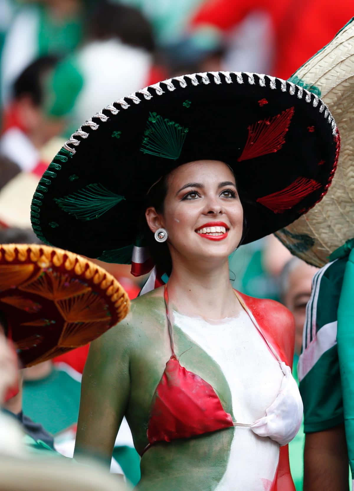 Mexican Woman With A Sombrero Background