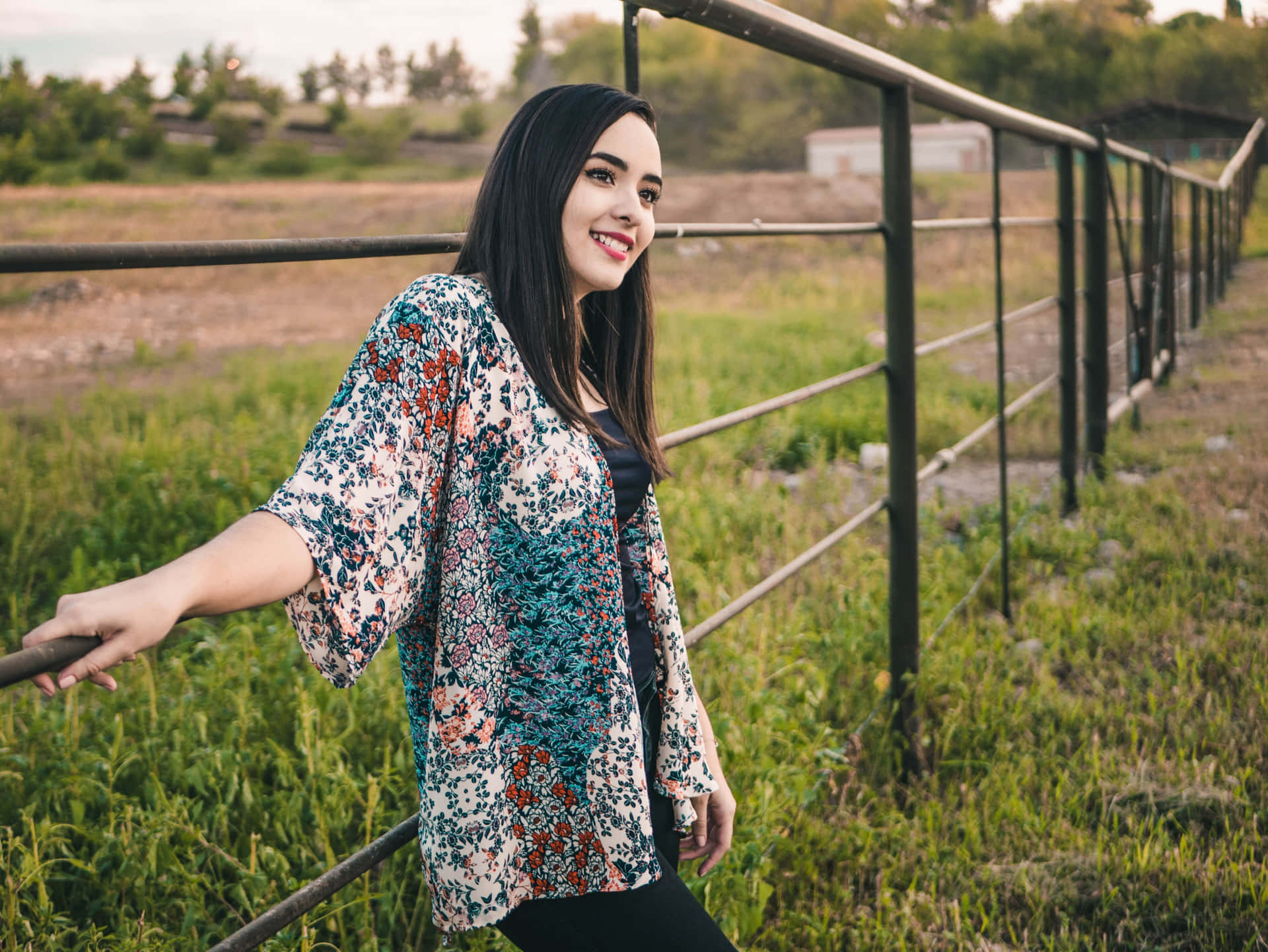 Mexican Woman With Printed Wrap Kimono-inspired Clothing Background