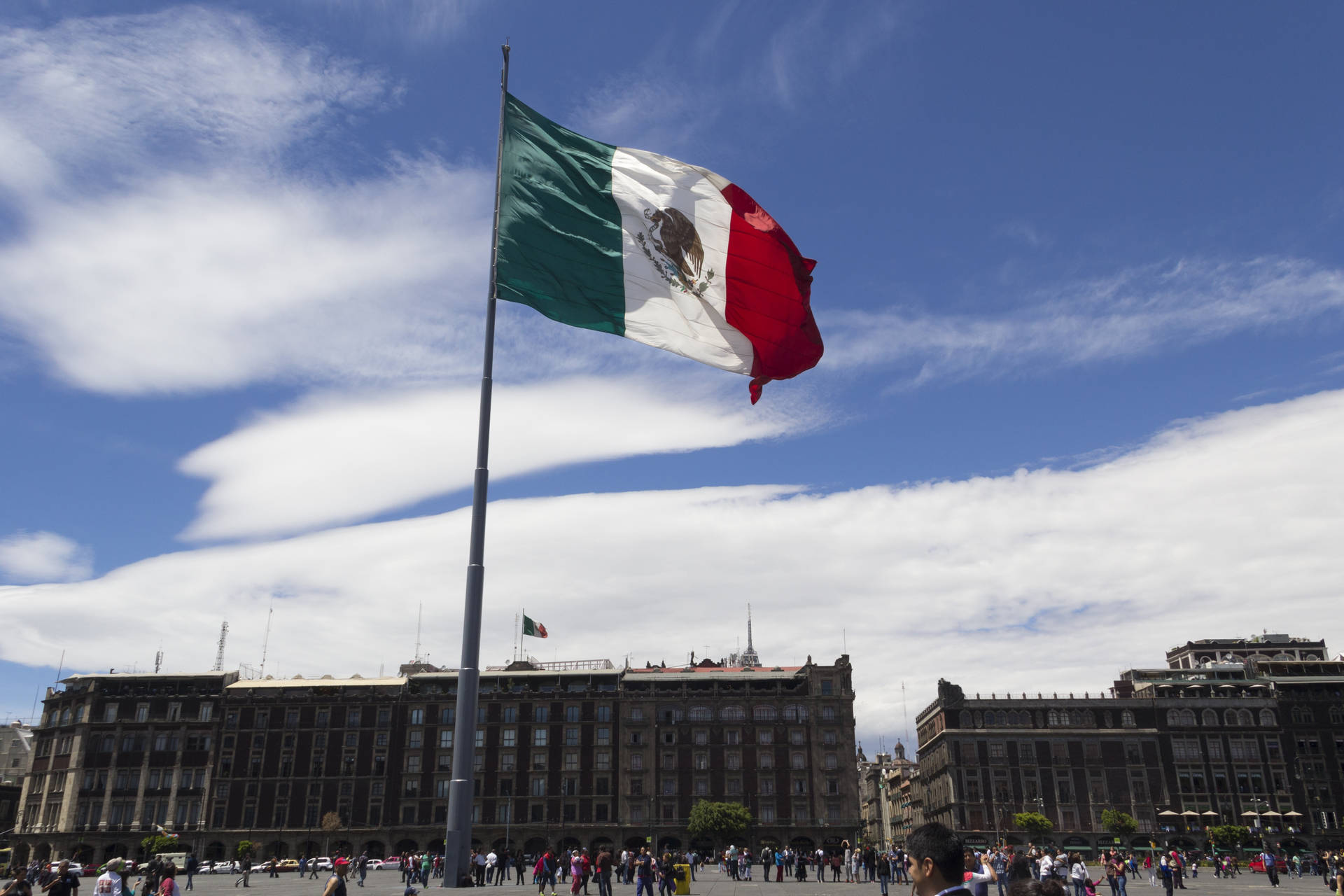 Mexico Flag Inside The City Background