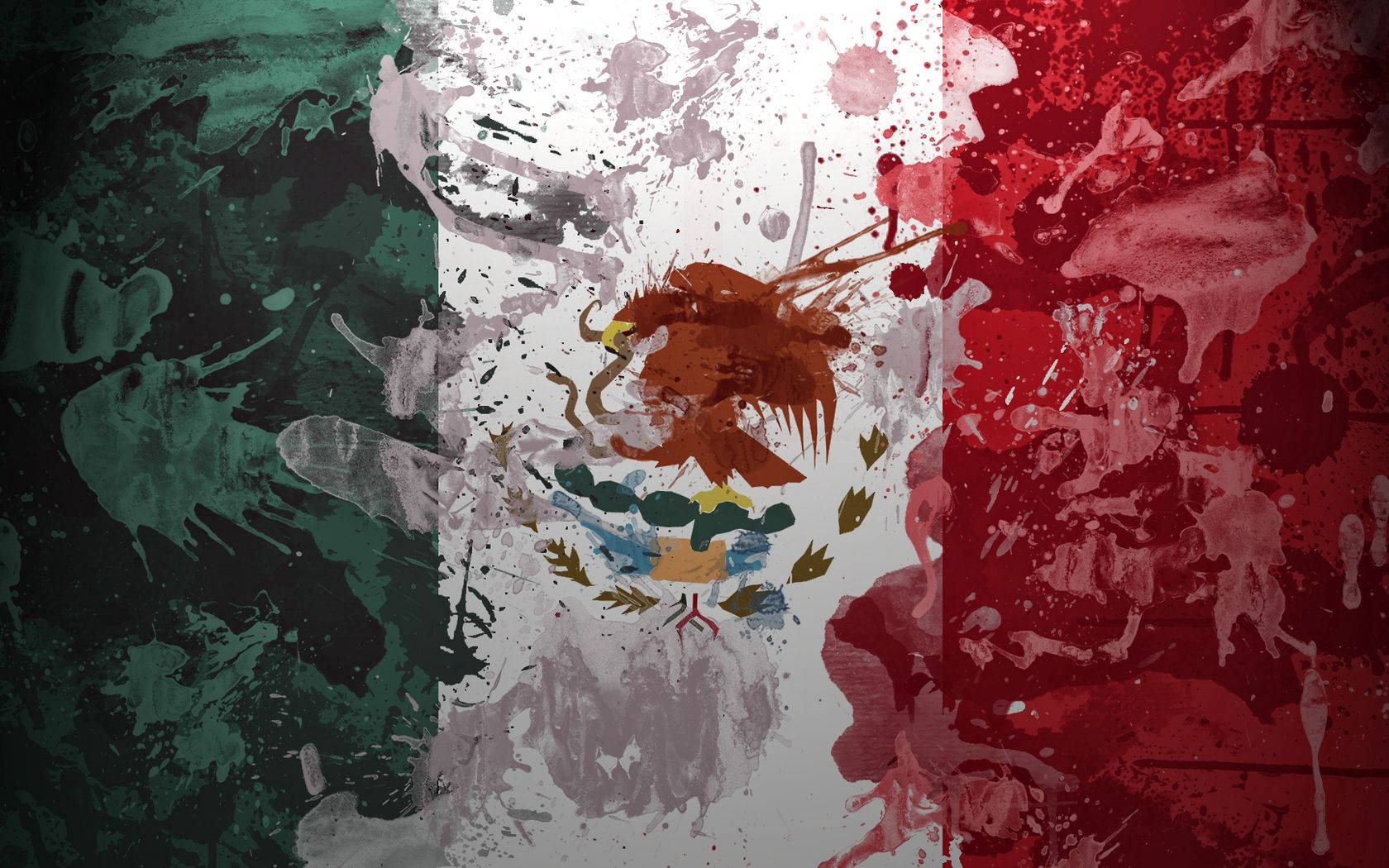 Mexico Flag Paint Splatters Art Design Background