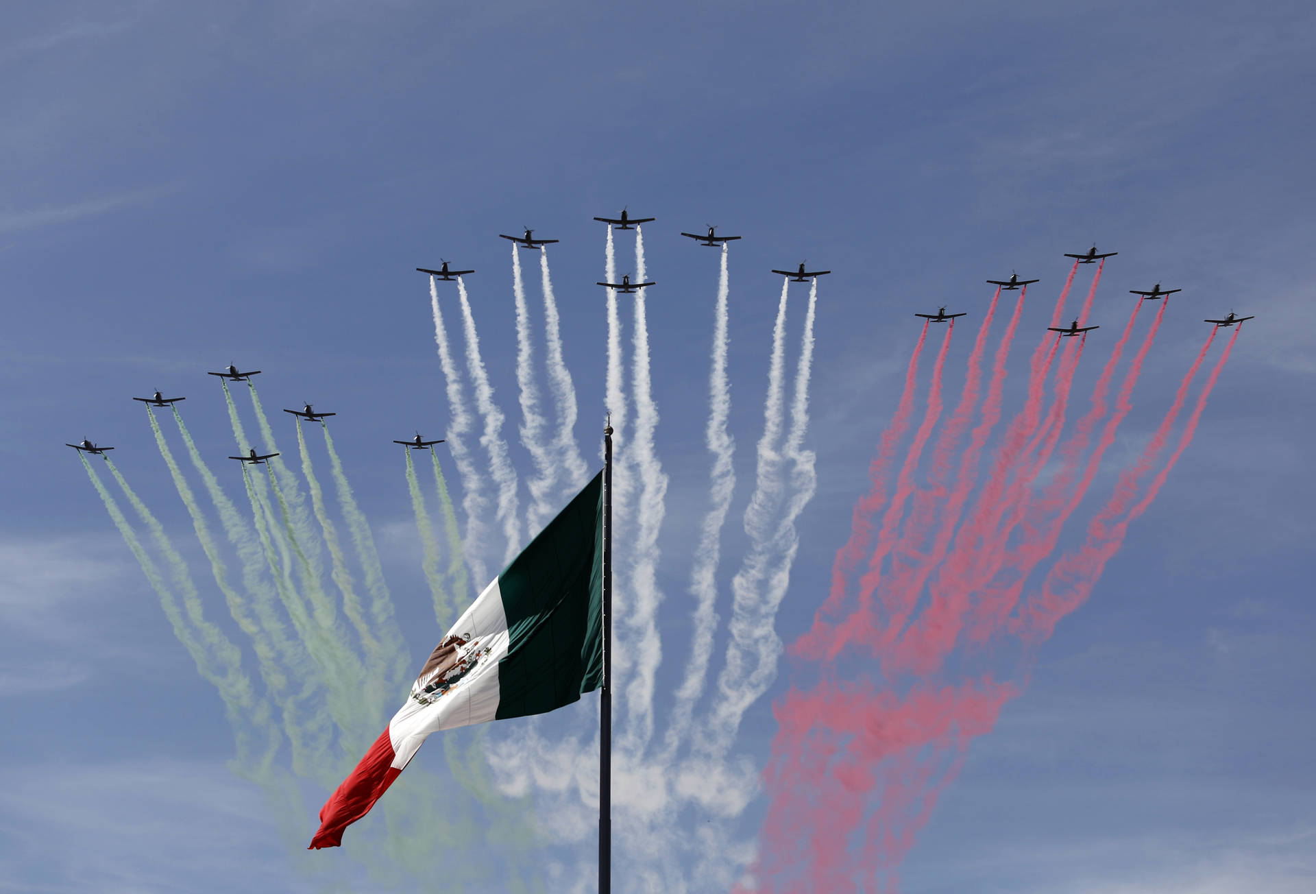 Mexico Flag Under The Airforce Background