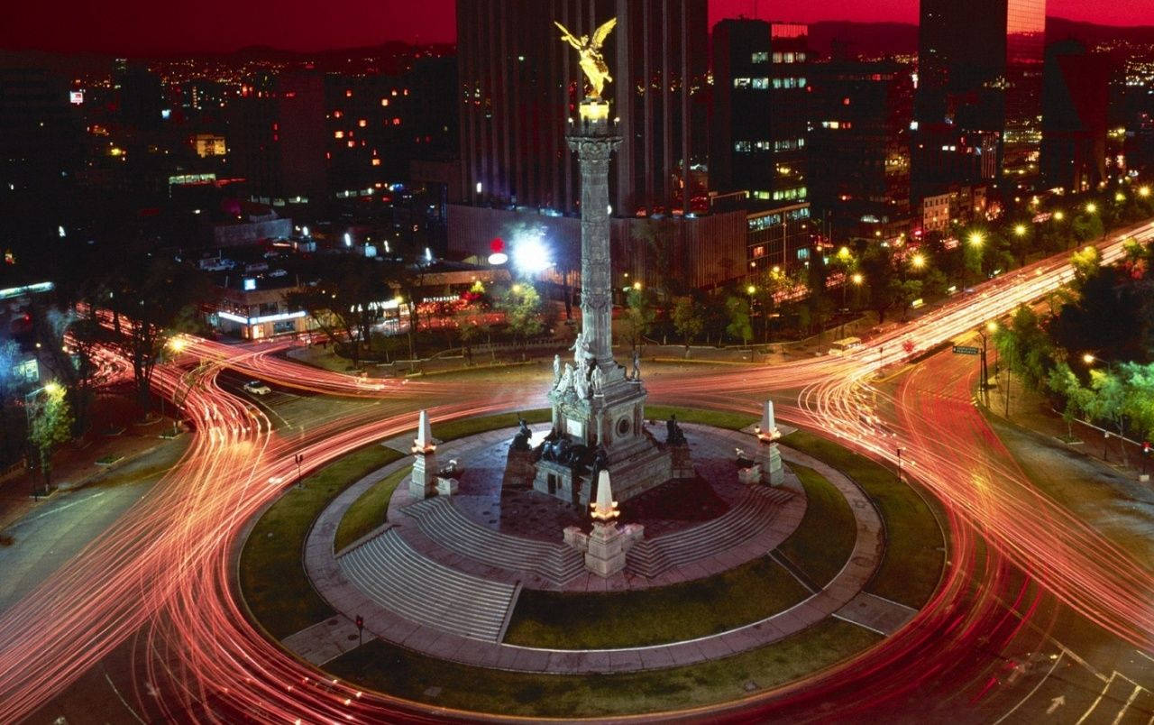 Mexico Reforma Avenue City Lights Background