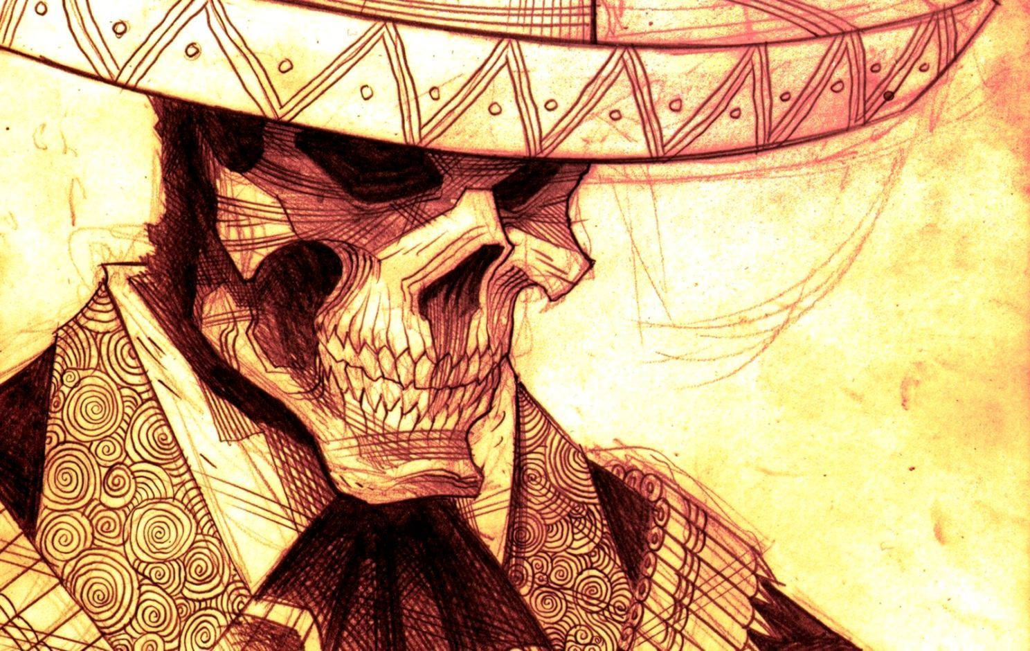 Mexico Themed Skull Art Background