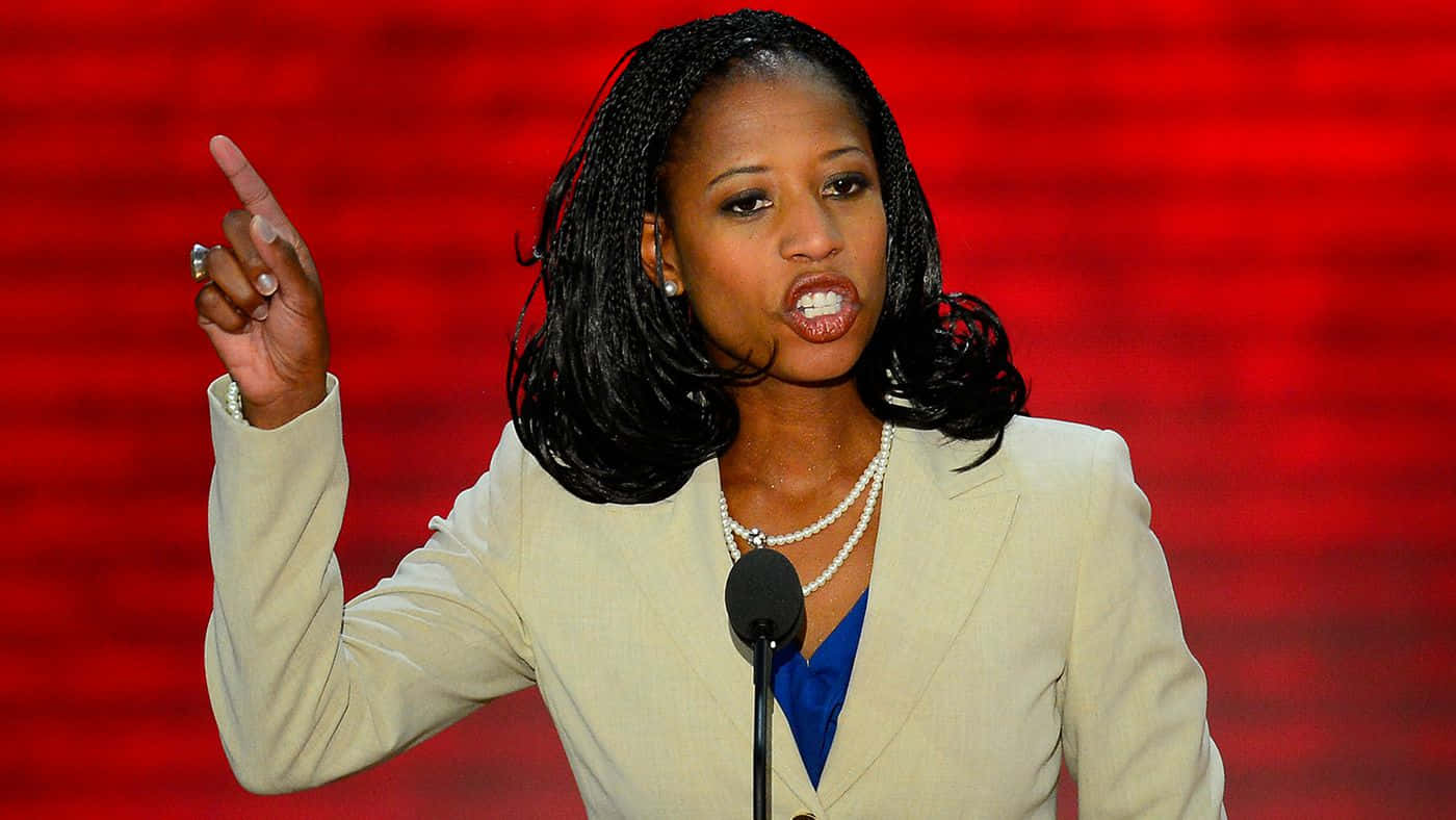 Mia Love Pointing Upward During Speech