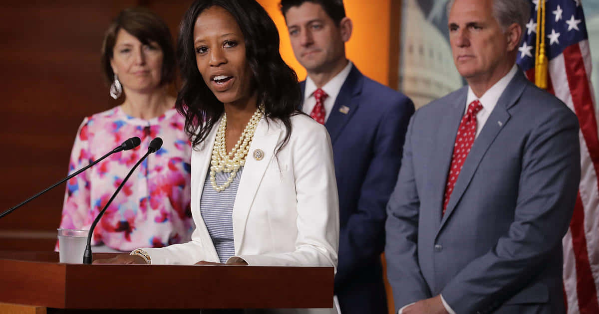 Mia Love With Congressional Leaders Background