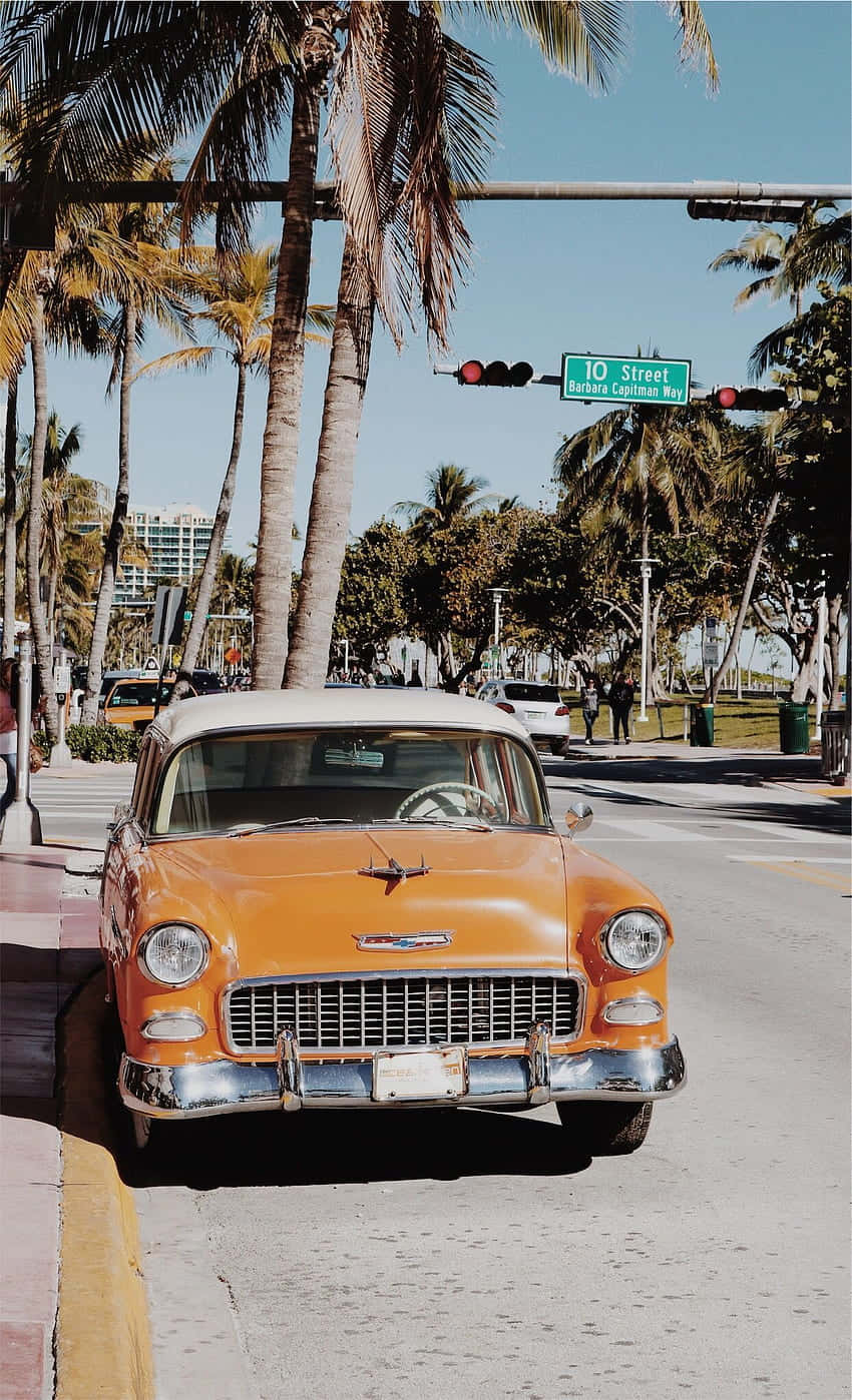 Miami Beach Vintage Car Background