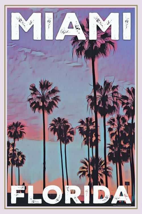 Miami Florida Sunset Art Print By Sarah Mcdonald Background