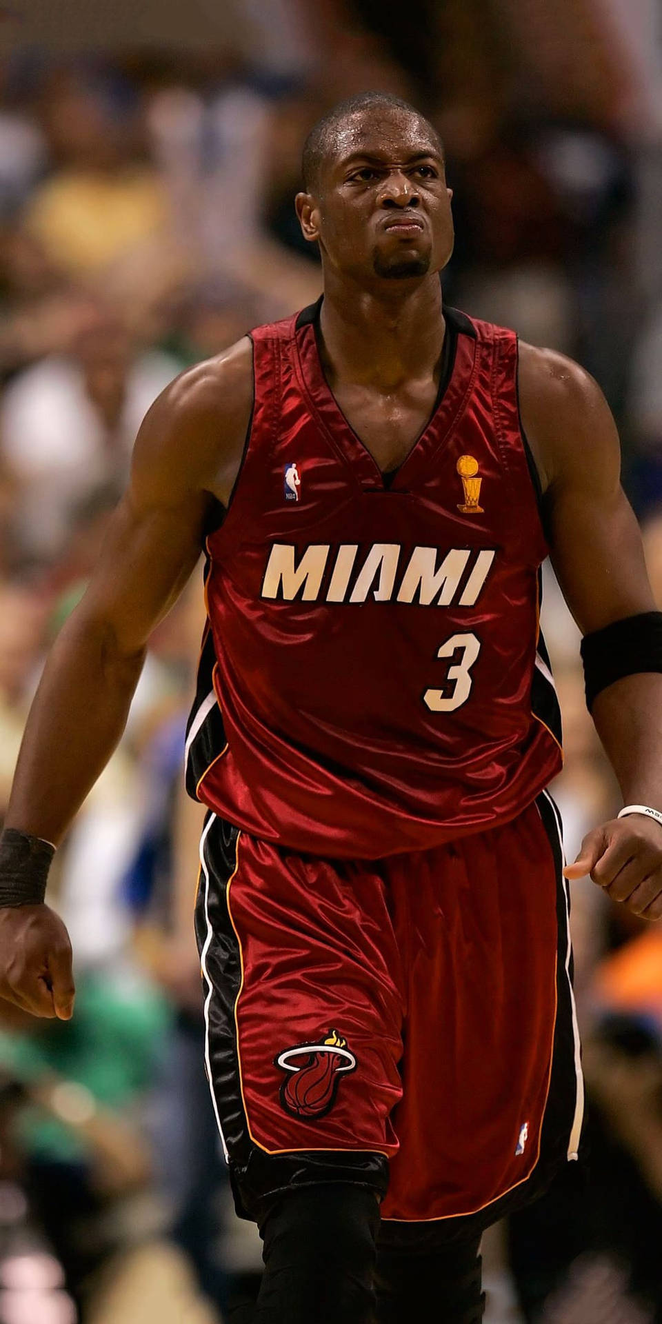 Miami Heat Dwyane Wade Fierce In Red Jersey Background