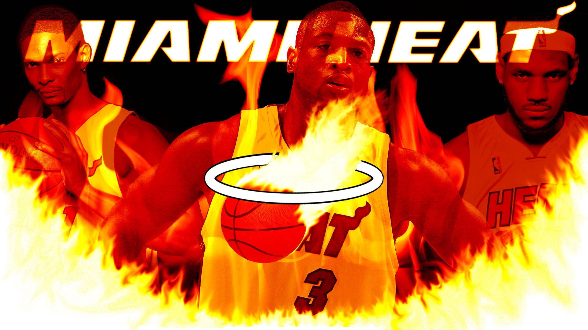 Miami Heat On Fire Background