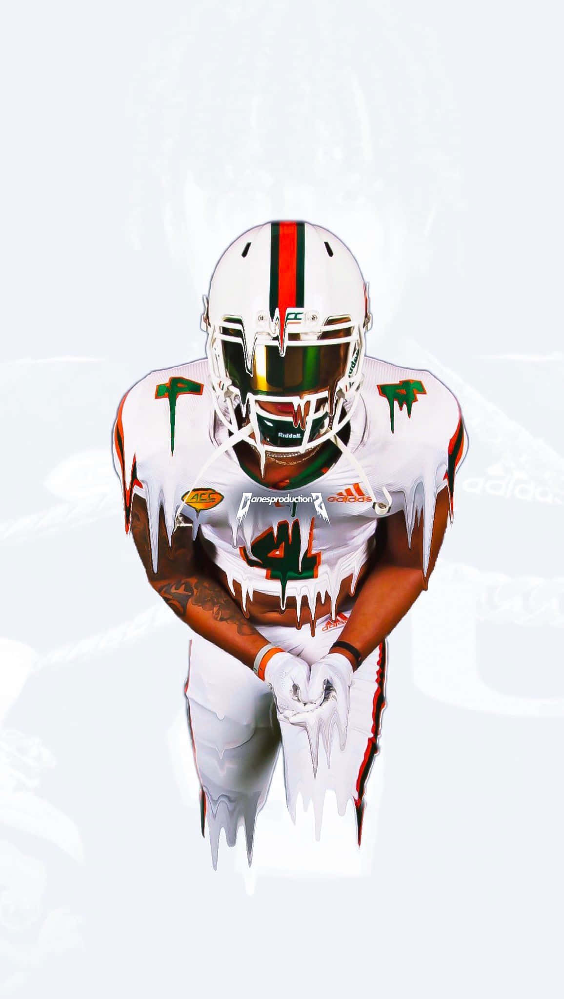 Miami Hurricanes Player In White Background