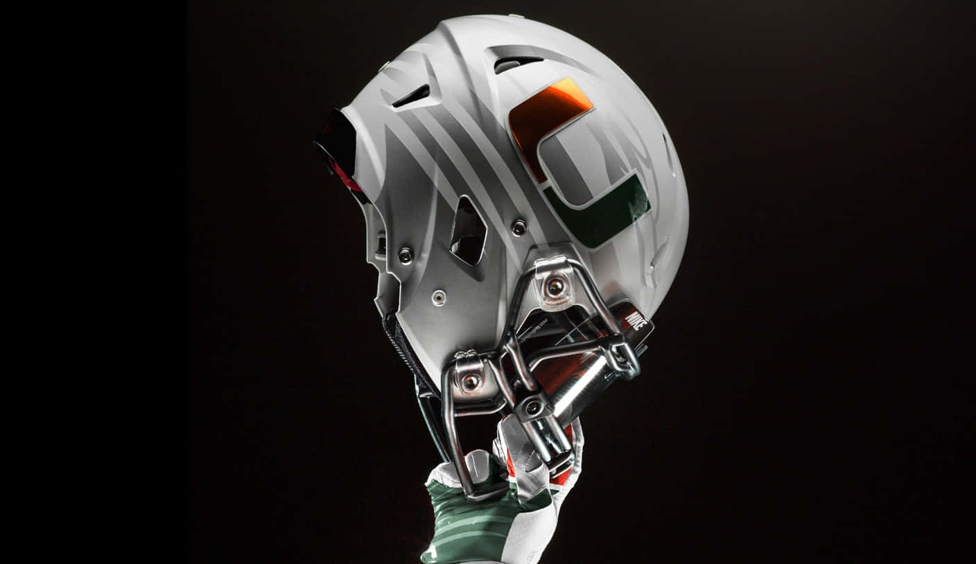 Miami Hurricanes Silver Helmet Background