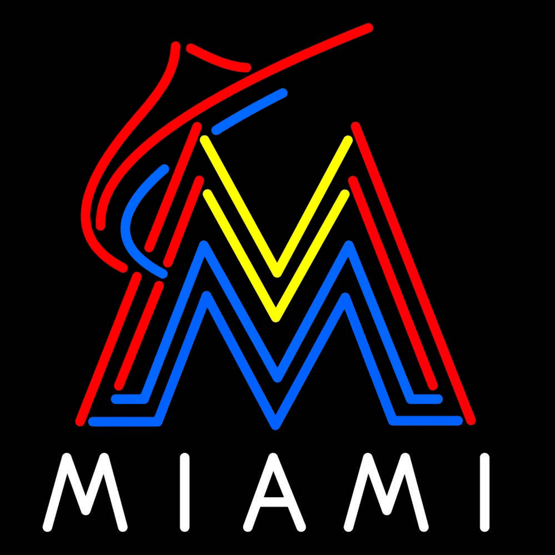 Miami Marlins Outlined Team Logo Image Background