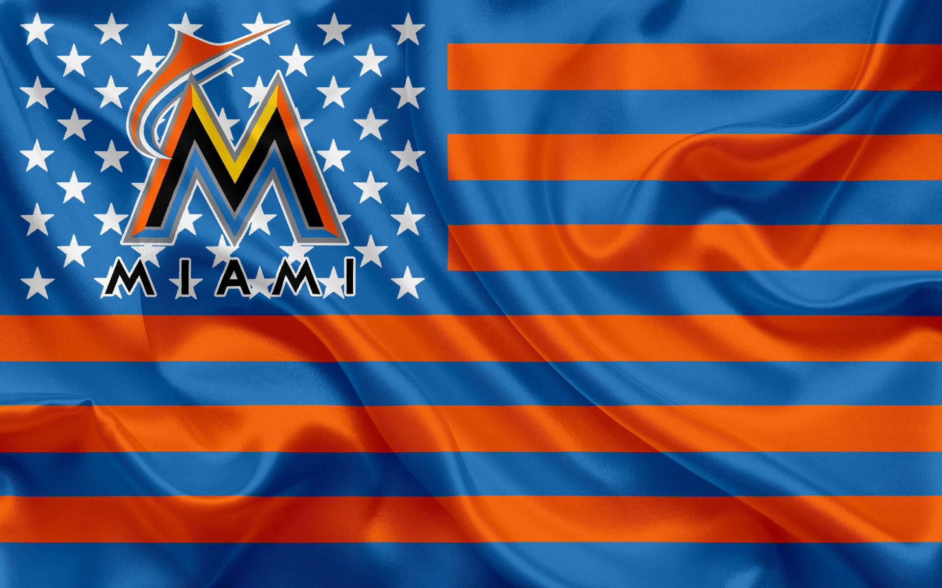 Miami Marlins Silk Flag Background