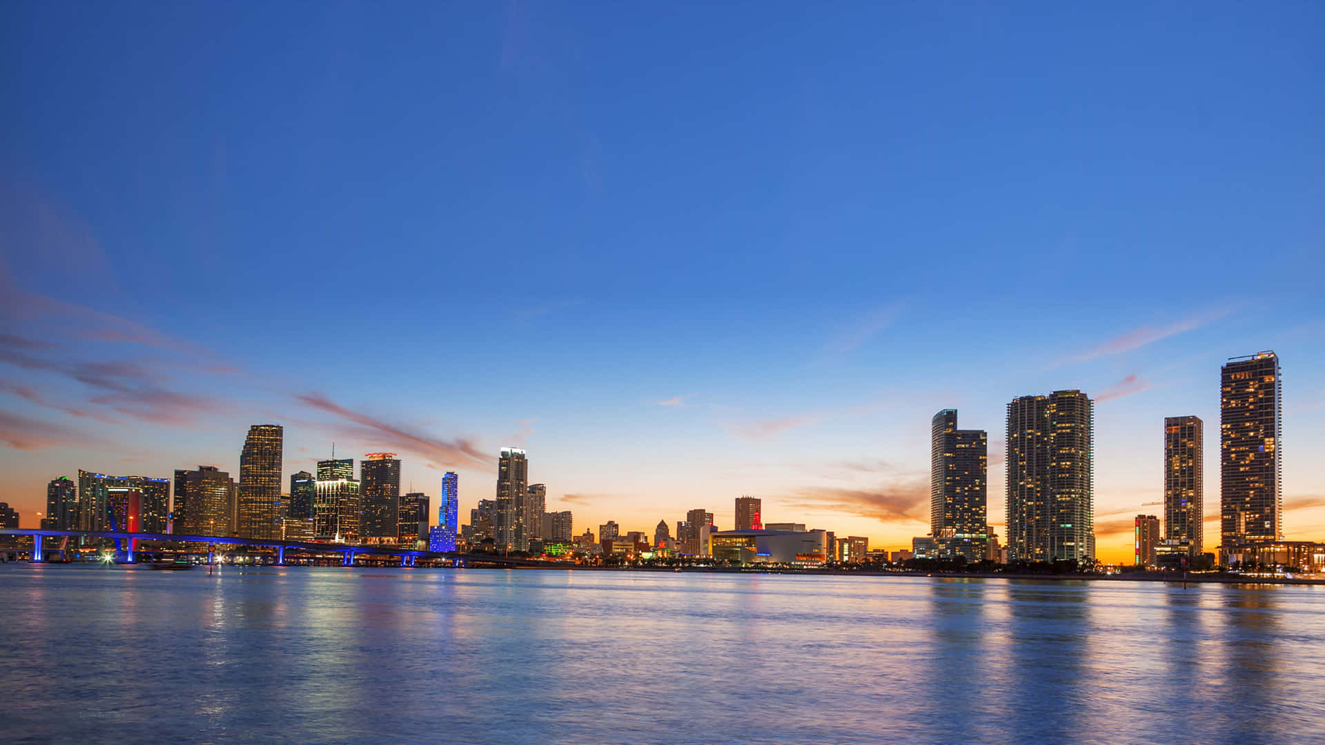 Miami Skyline At Sunset