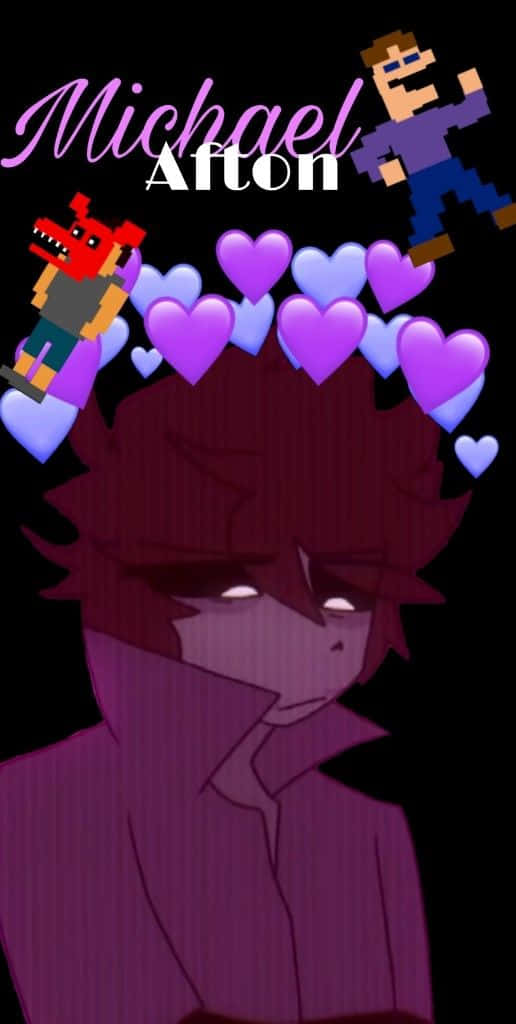 Michael Afton Fan Artwith Hearts Background