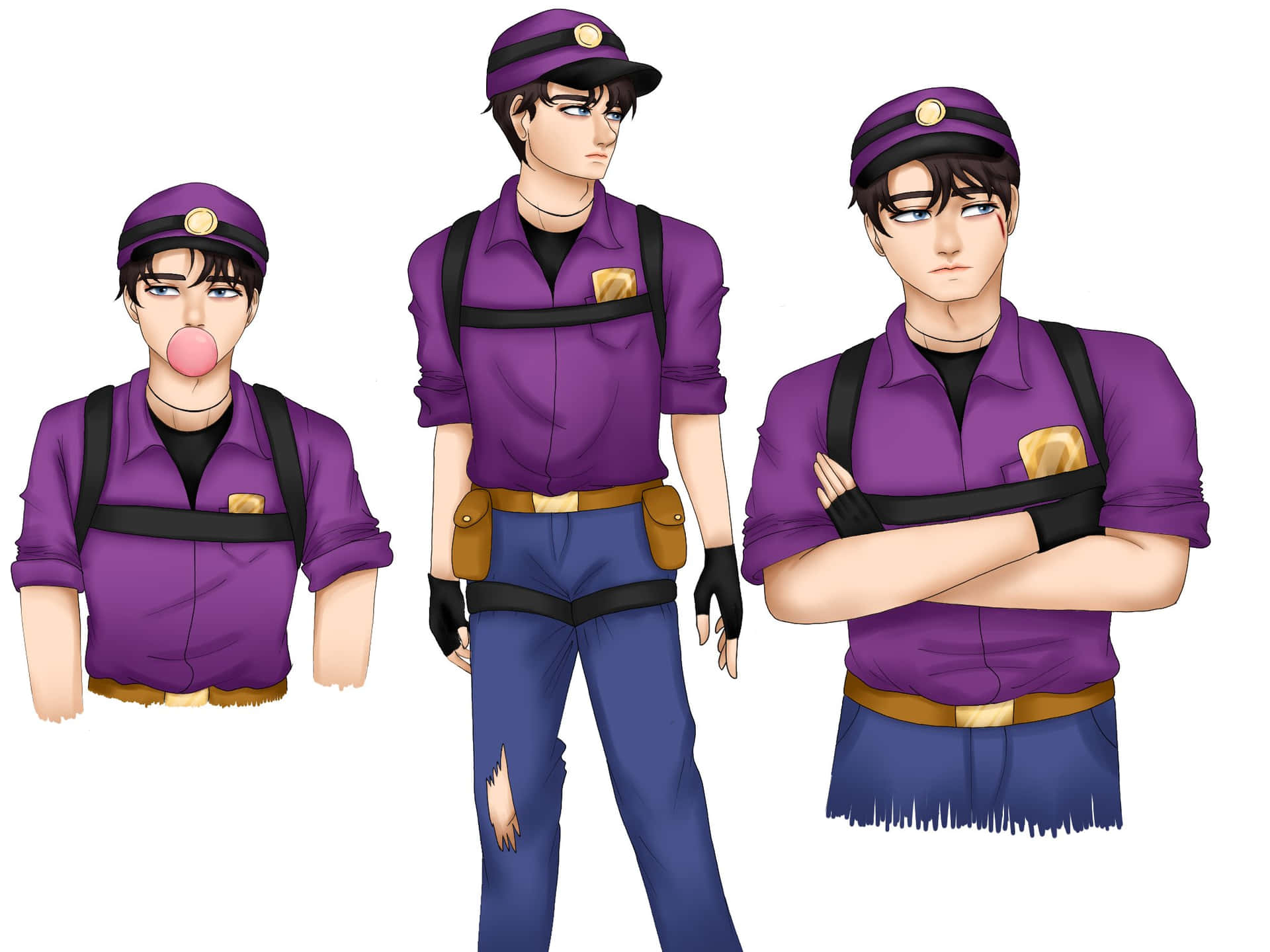 Michael Afton Three Poses Fanart Background