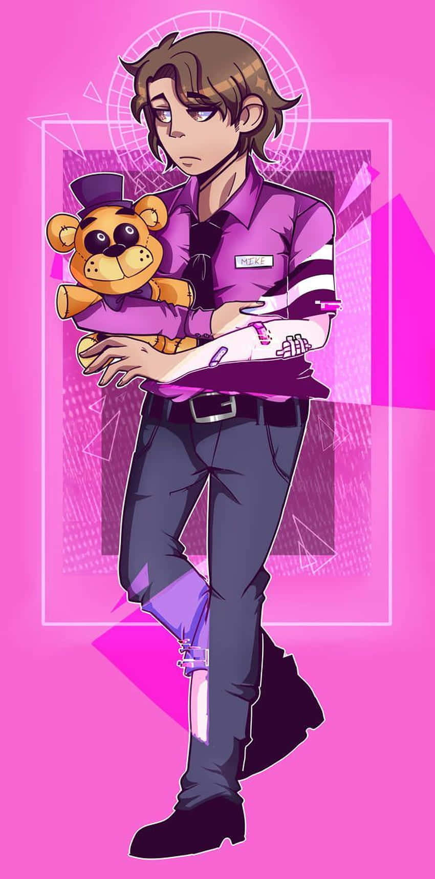 Michael Aftonwith Plushie Fan Art Background