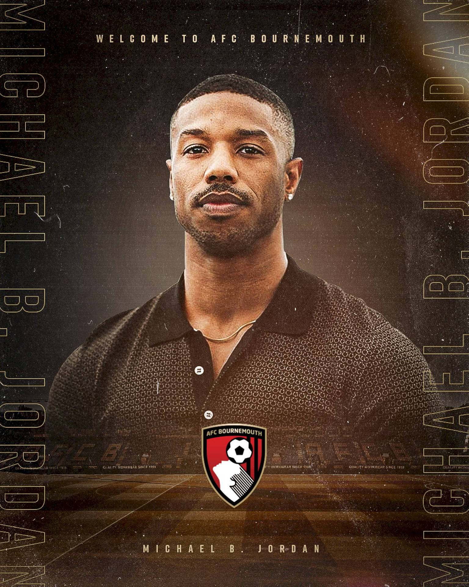 Michael B. Jordan With Afc Bournemouth Logo