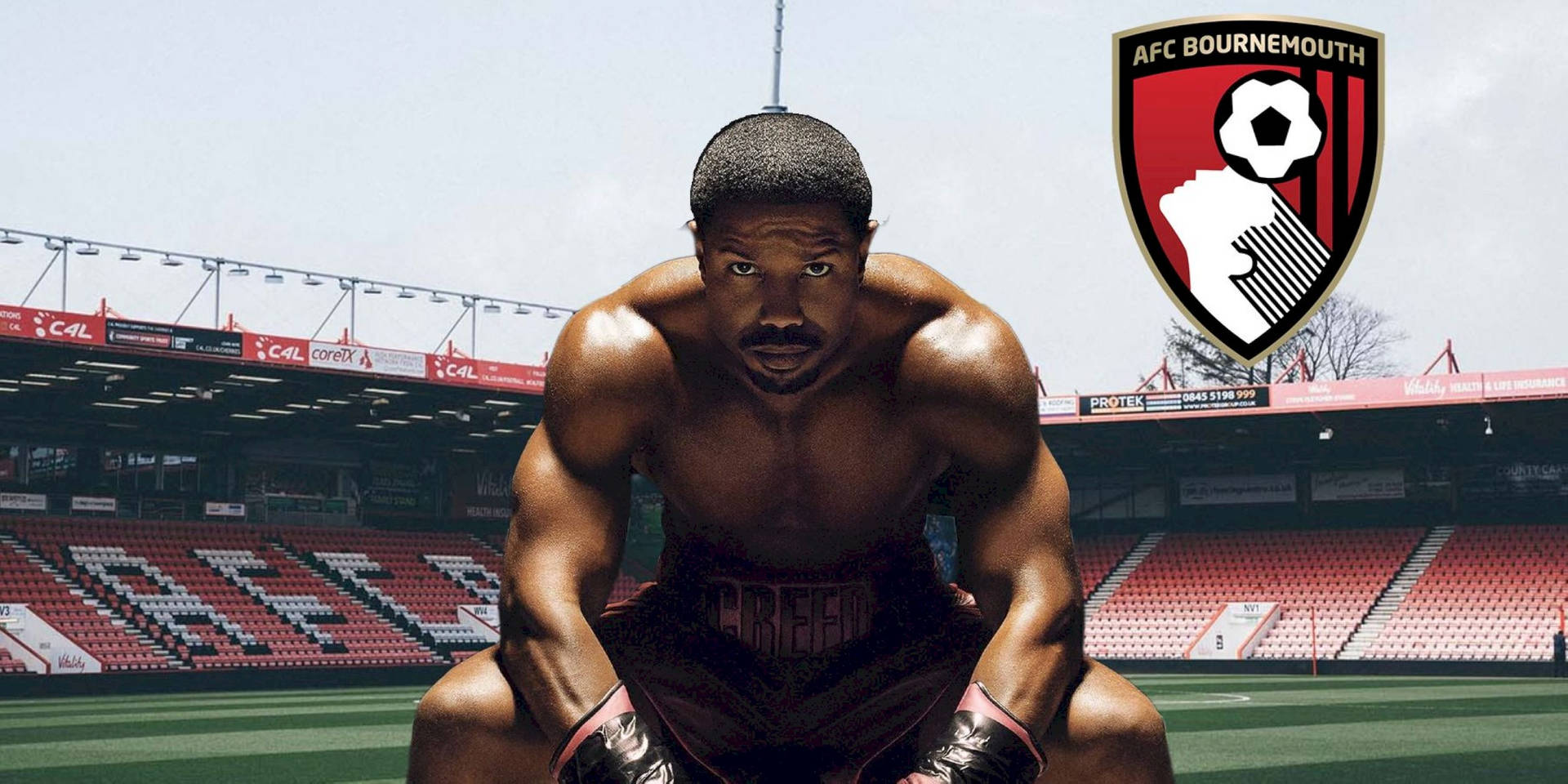 Michael B. Jordan With Afc Bournemouth Stadium Background