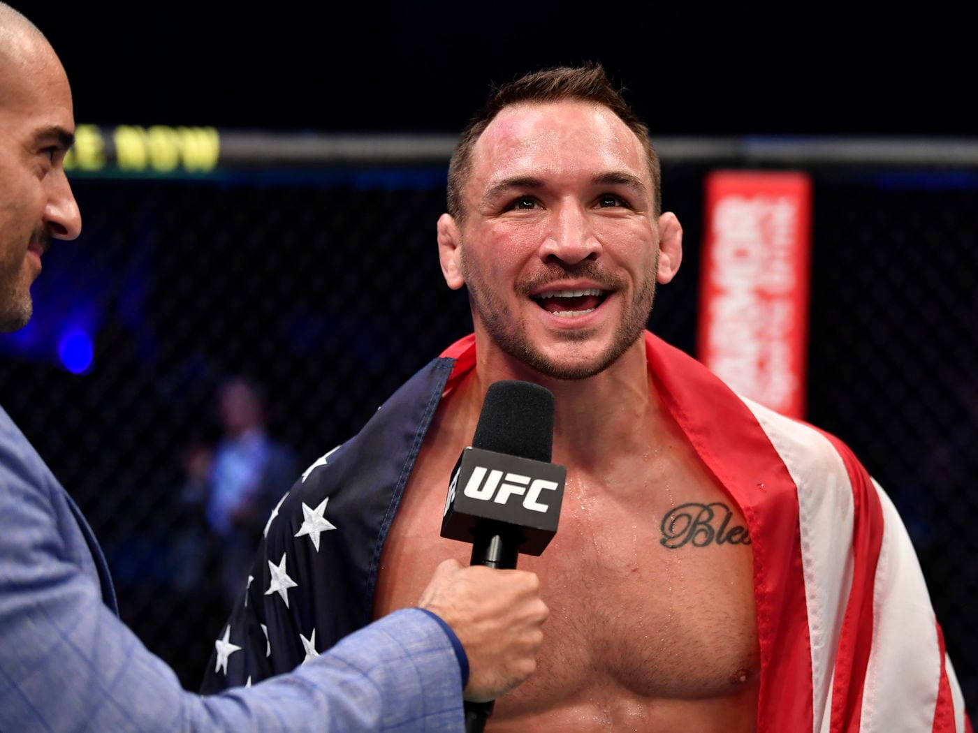 Michael Chandler Wearing Us Flag Background