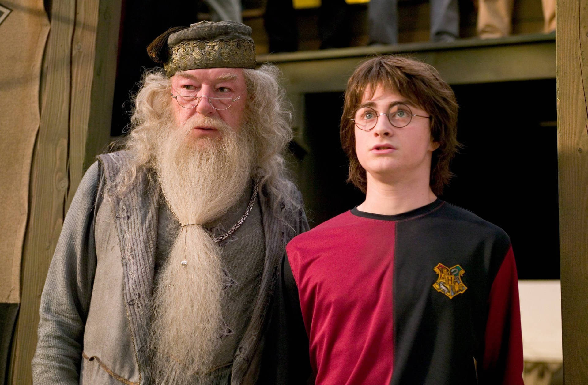 Michael Gambon Dumbledore And Harry Potter Background