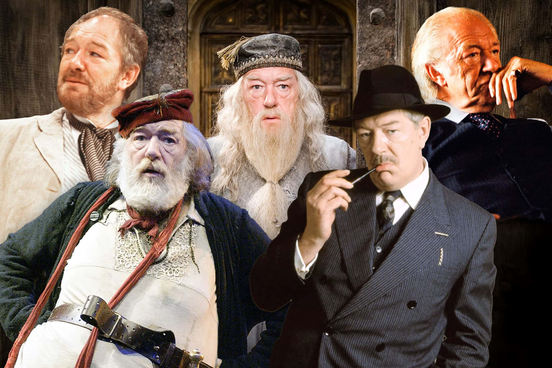 Michael Gambon Various Roles Collage Background