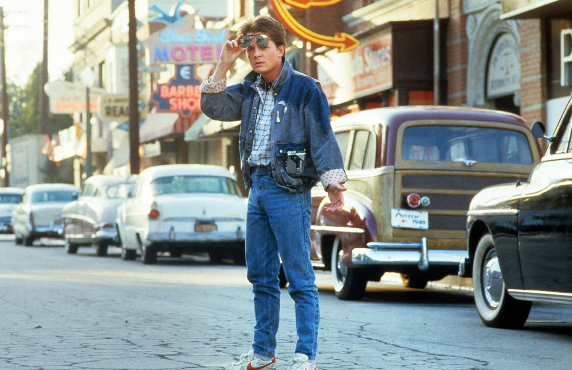 Michael J. Fox Strikes A Classic Pose Background