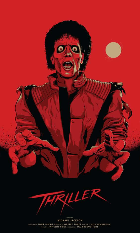 Michael Jackson, The King Of Pop, Dancing In The Iconic Thriller Video Background