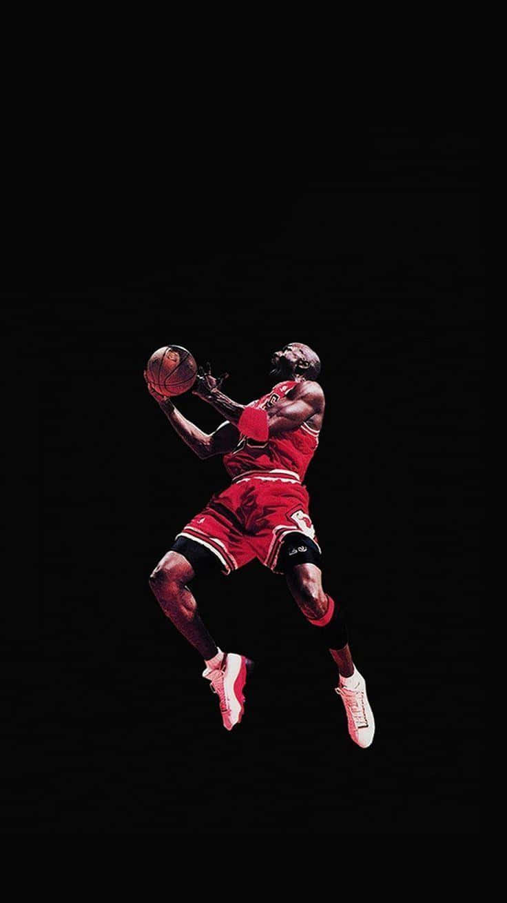 Michael Jordan Celebrating An Iphone Win Background