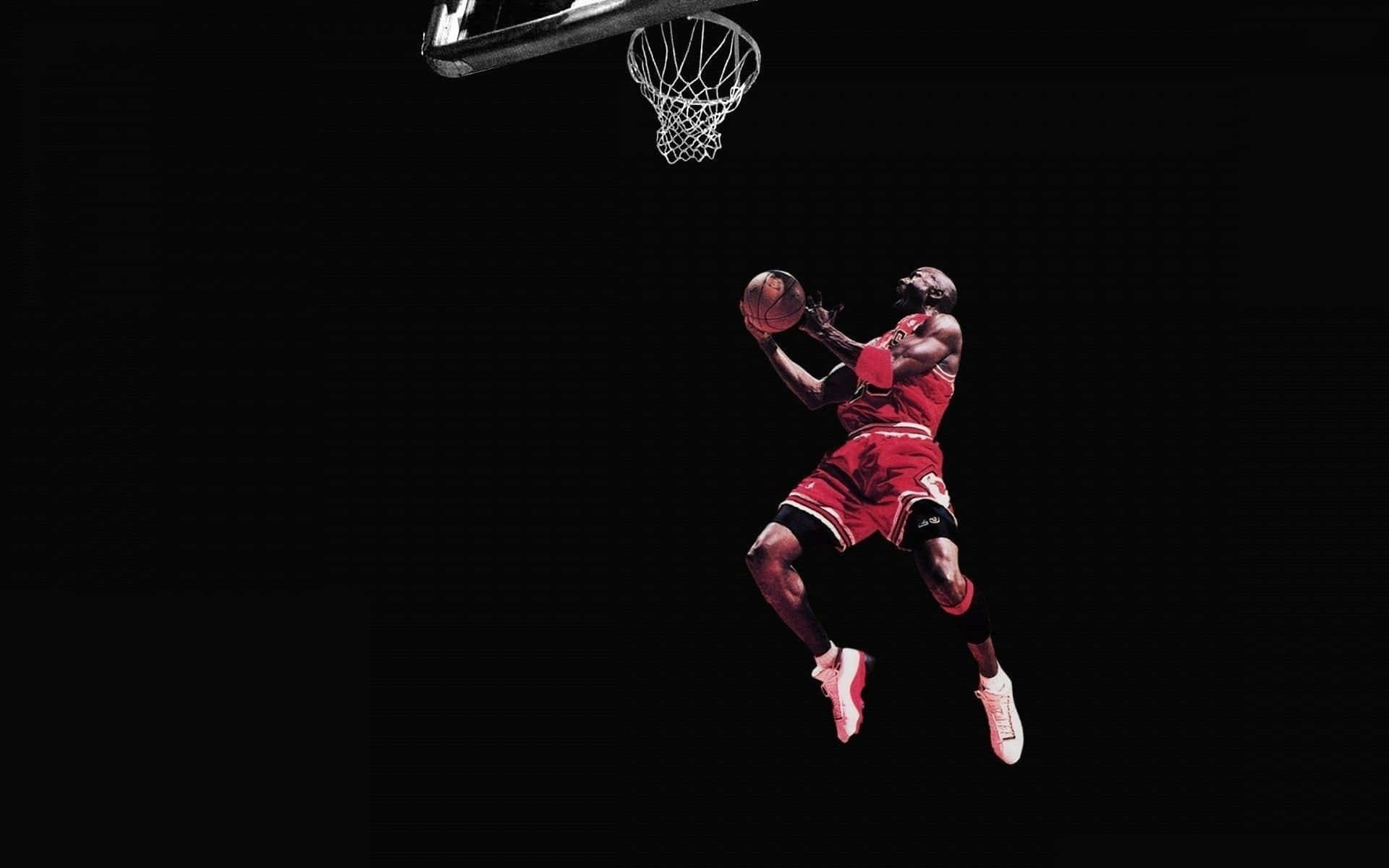 Michael Jordan Dunking In Black & White Background