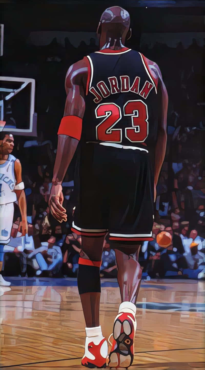 Michael Jordan Flexing His Muscles On The Court. Background