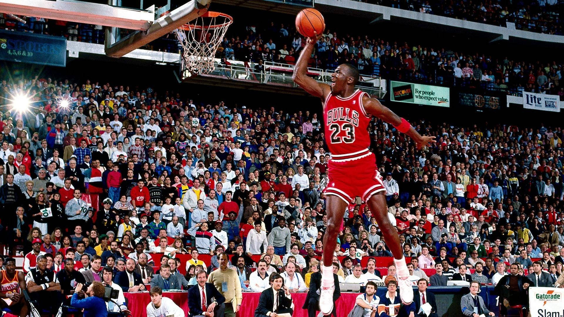 Michael Jordan Hd Perform His Leap Background