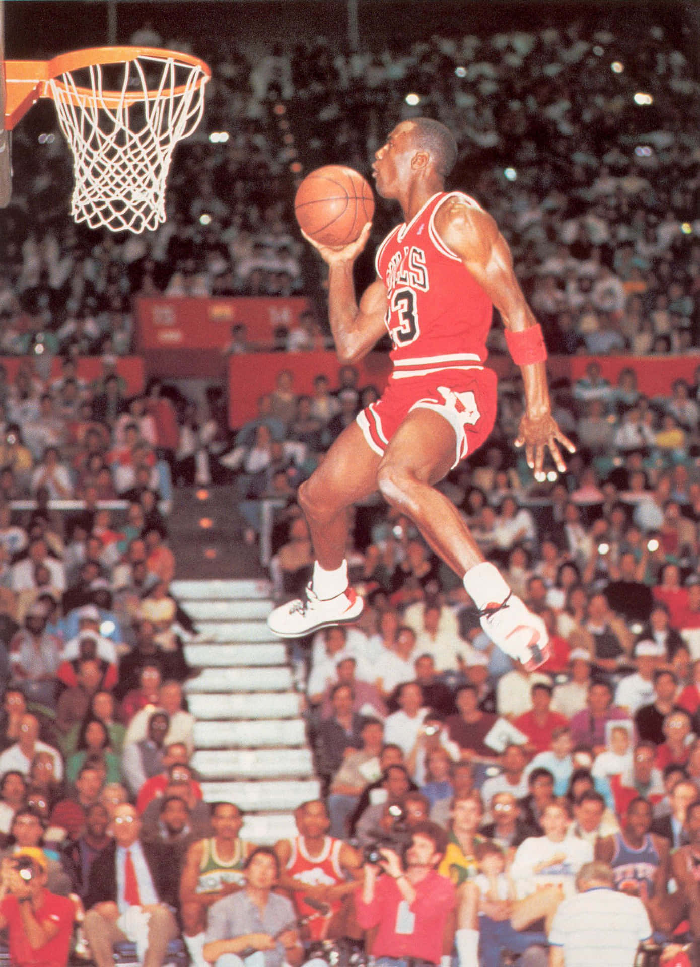 Michael Jordan In Midair During A Gravity-defying Dunk