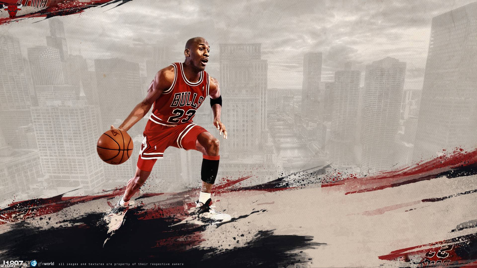 Michael Jordan In Red And Black Background