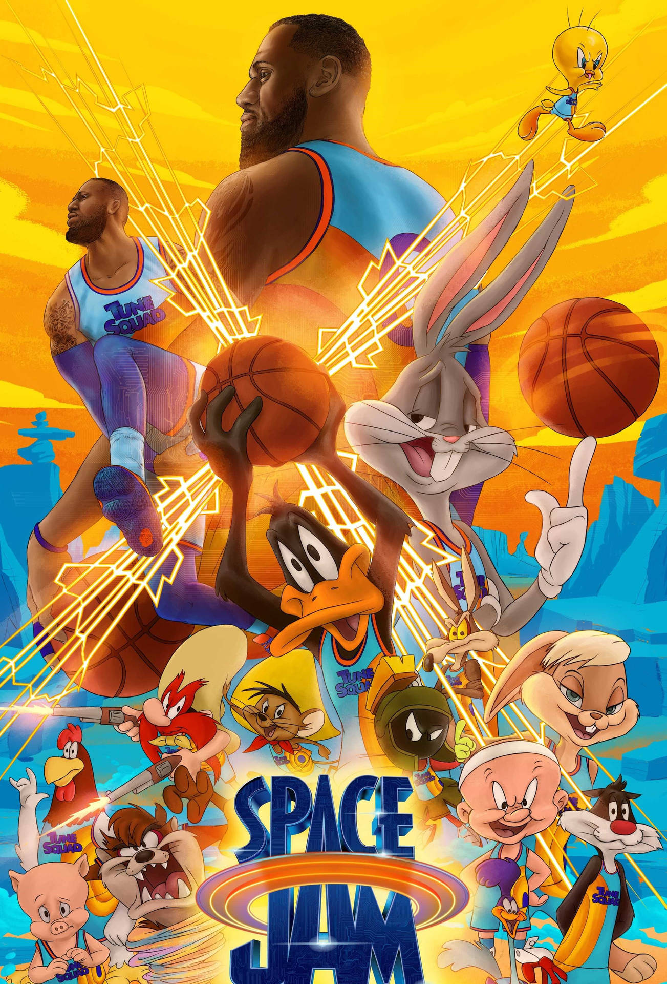 Michael Jordan Is Back In Space Jam 2, Where He Faces Off Against A Swarthy Team Of Intergalactic Foes Background