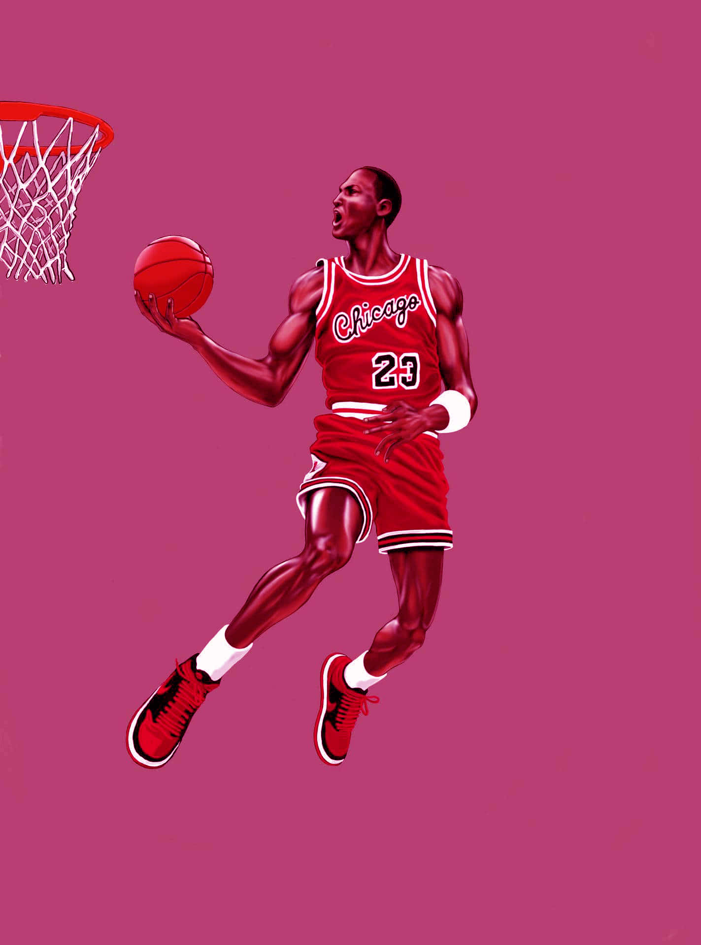 Michael Jordan Shooting A Basketball Background