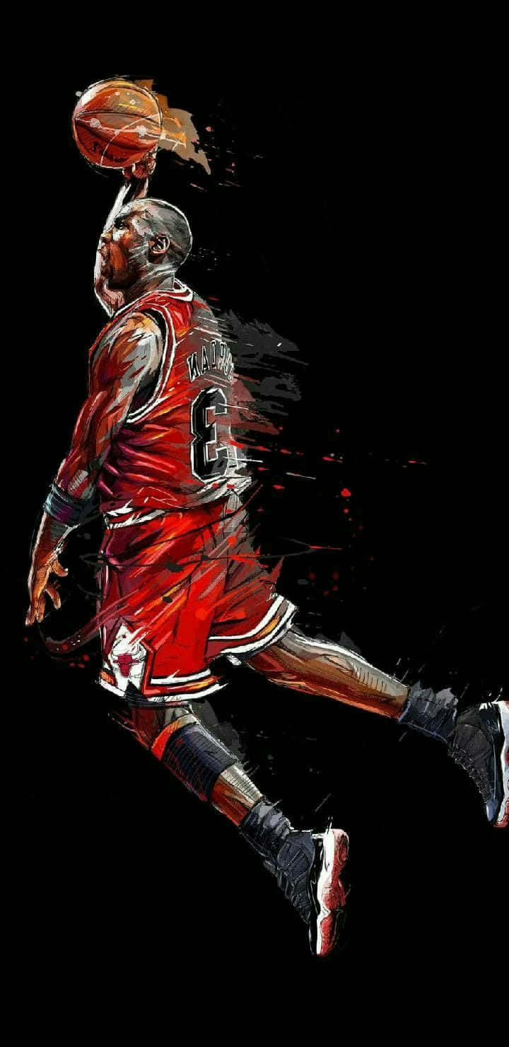 Michael Jordan Showcasing His Skills On Court Background