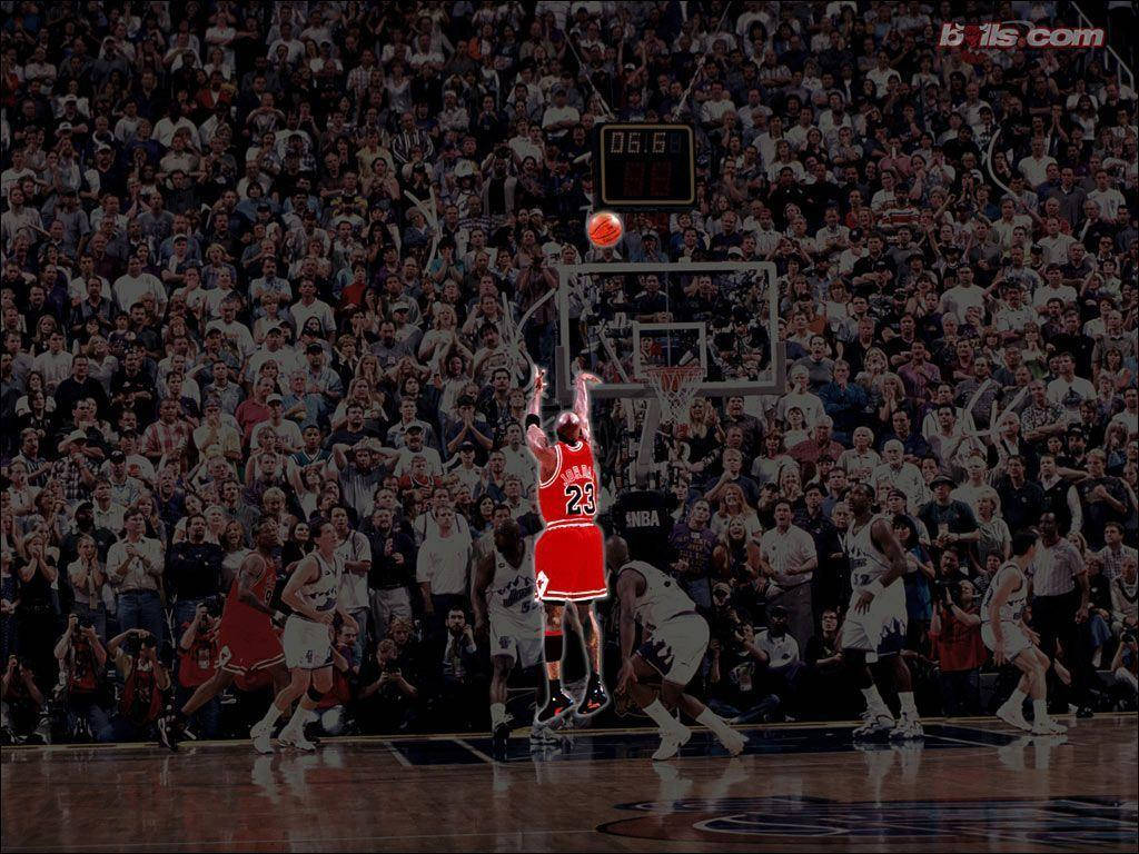 Michael Jordan Sinks A Three-pointer Background