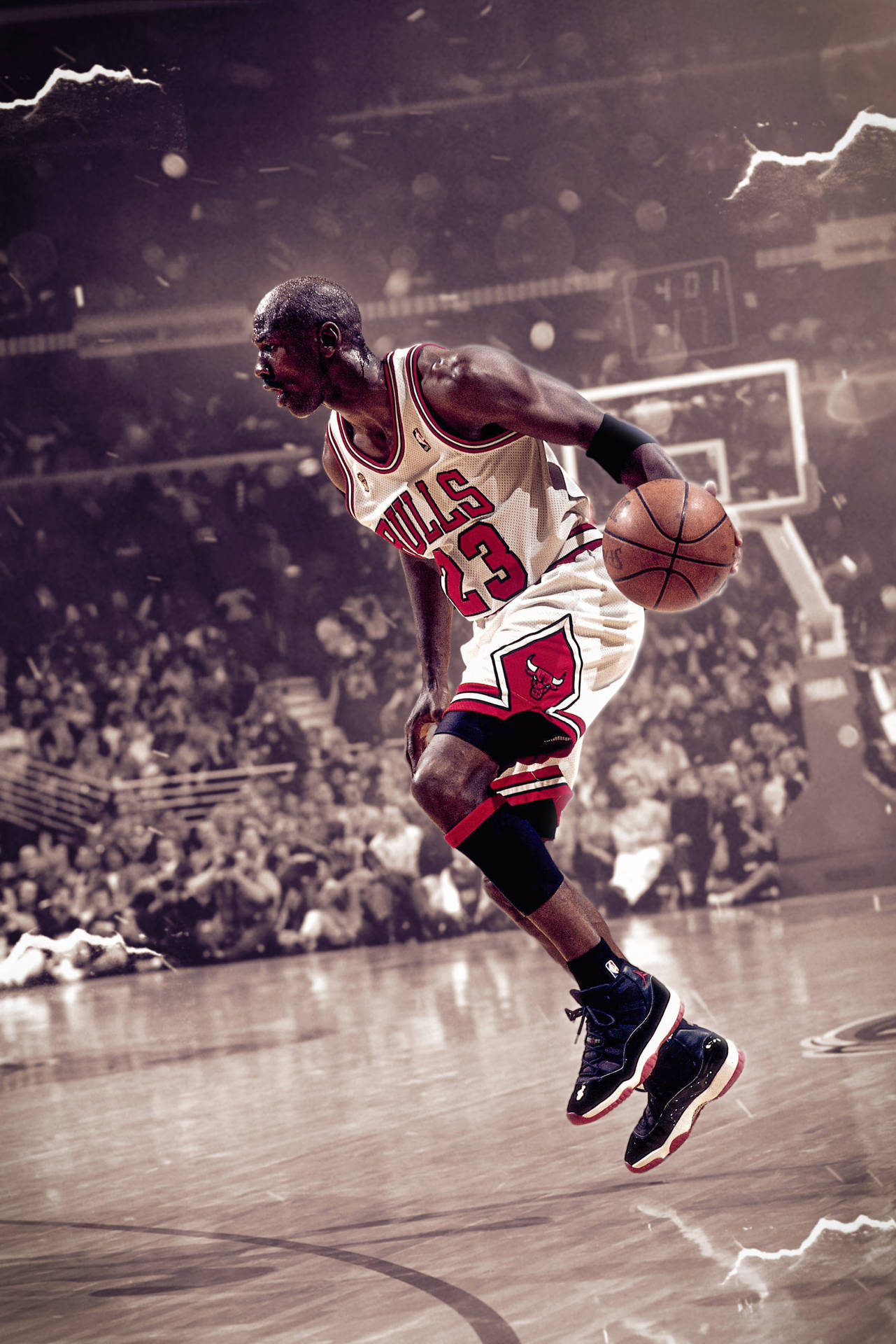 Michael Jordan Soars To The Hoop In A Chicago Bulls Jersey Background