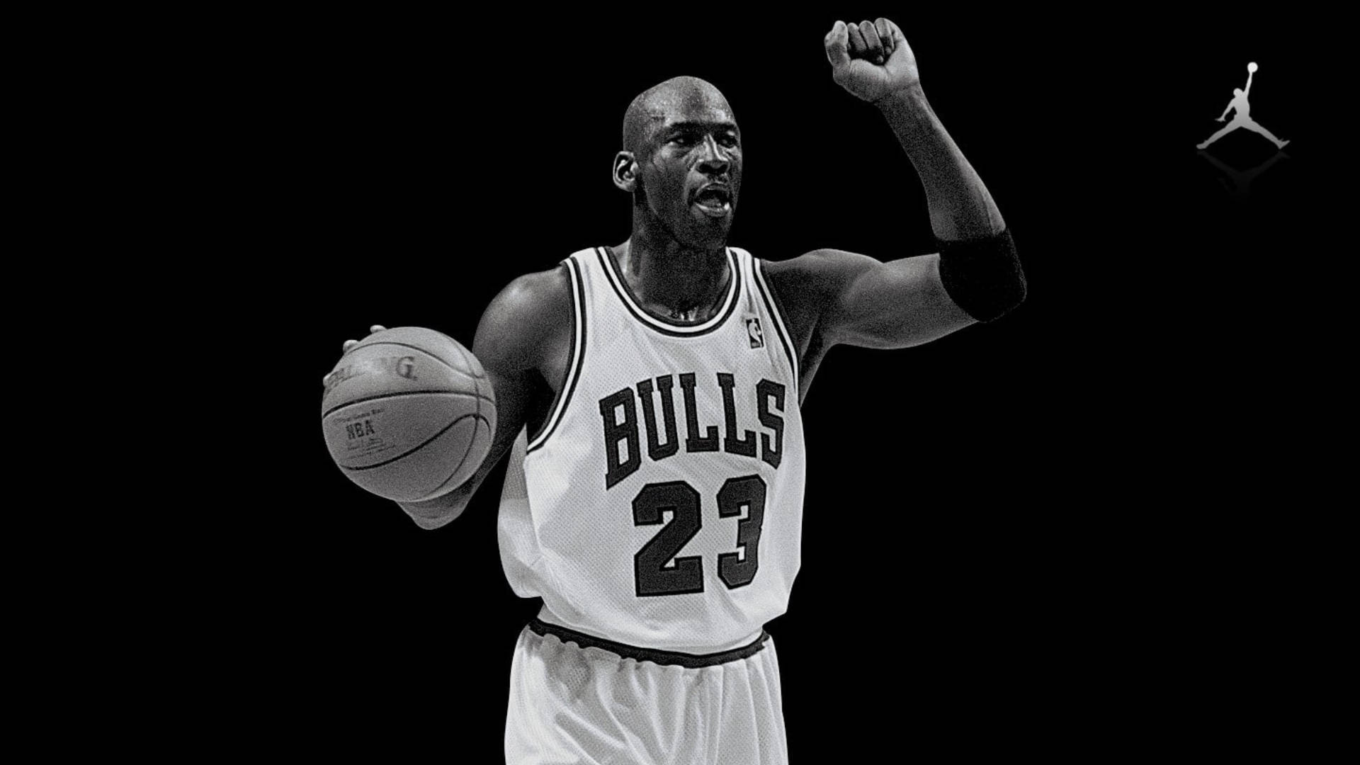 Michael Jordan With Jordan Logo Background