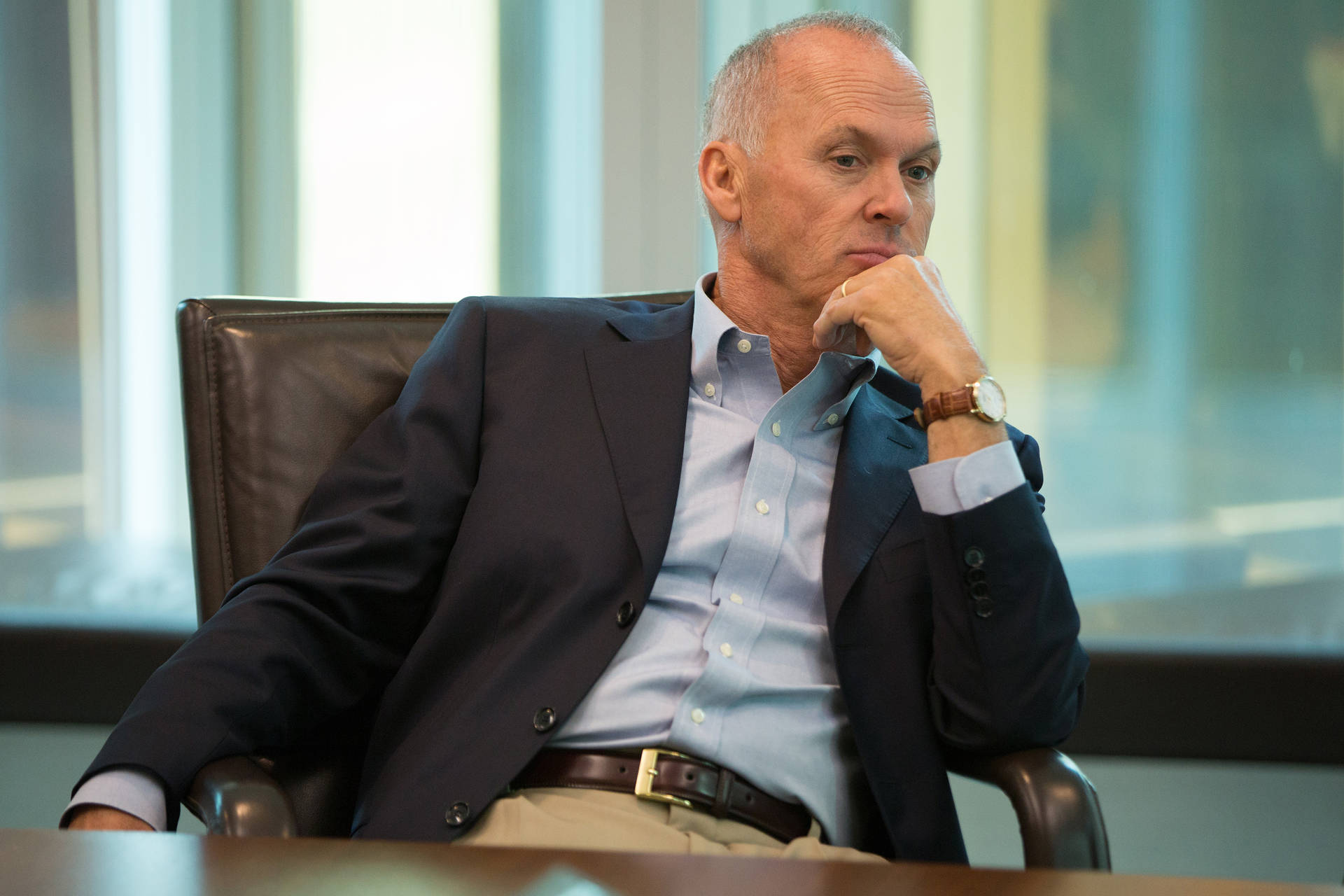 Michael Keaton Thinking Deeply Background