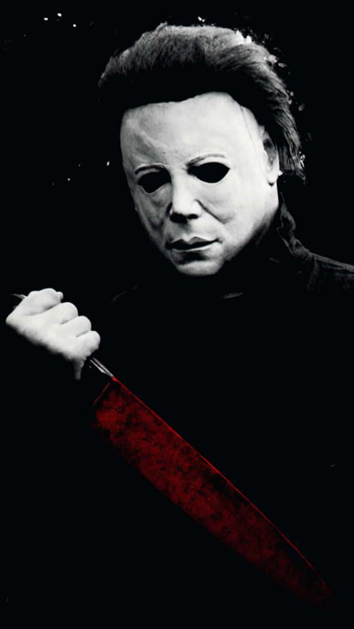 Michael Myers Phone Blood In Knife Background