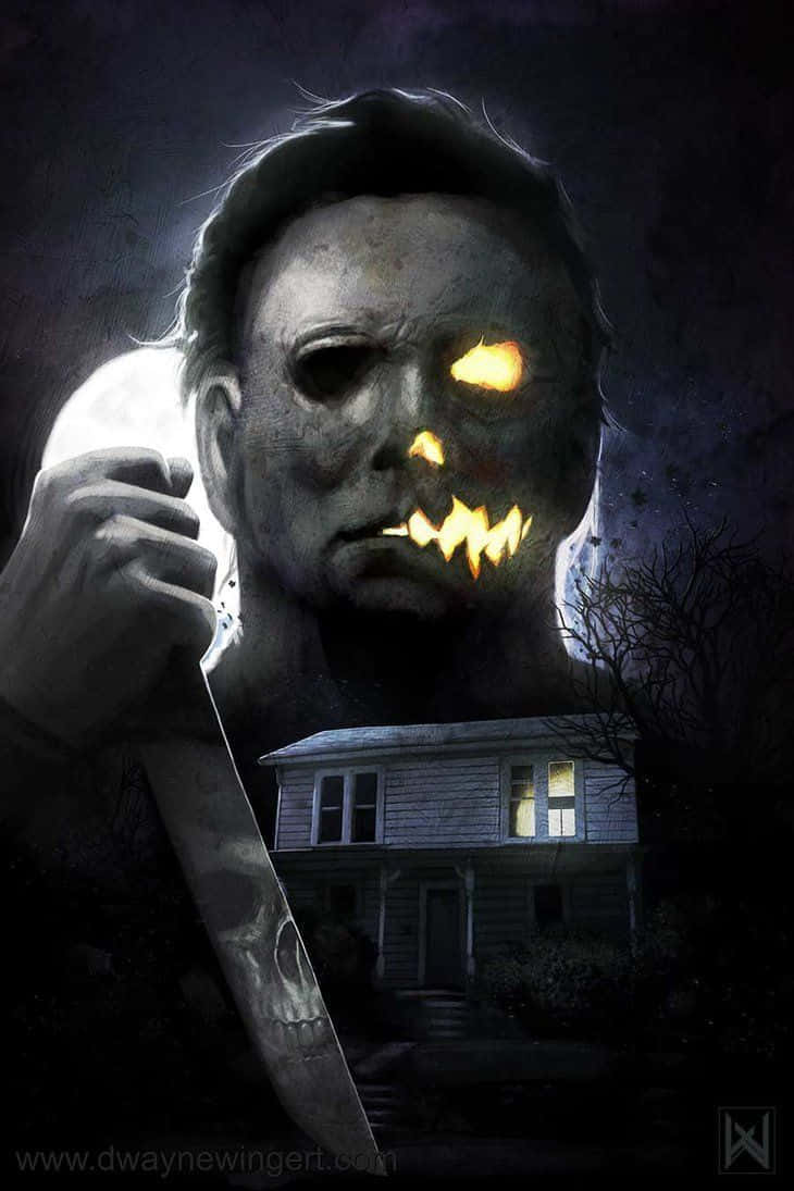 Michael Myers Phone House And Knife Background
